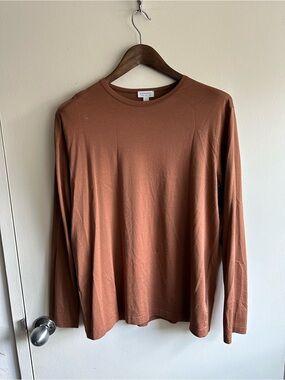 Sunspel England Rust Long Sleeve Cotton Tee US L.